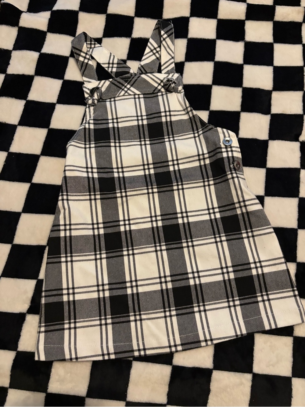 Size 4 Plaid overall Jumper Dress in Black & White